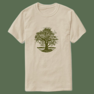 T-shirt Silhouette de chêne ancien Bois rustique