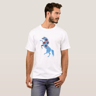 T-shirt Silhouette de cheval bleu