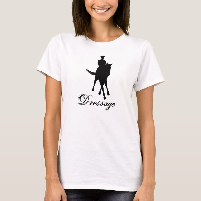 T-shirt Silhouette de cheval et cavalier de dressage (Devant)