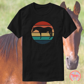 T-shirt Silhouette de cheval western Quarter au coucher du