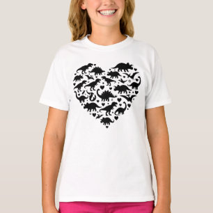 T-shirt Silhouette de cœur de dinosaure brachiosaure géomé