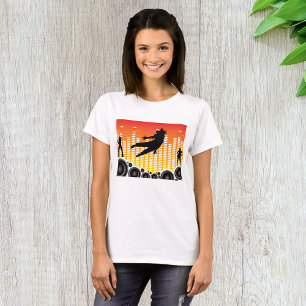 T-shirt Silhouette de fête dansante en ville avec des ence
