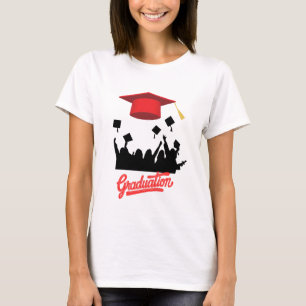 T-shirt Silhouette de graduation audacieuse avec joie Casq