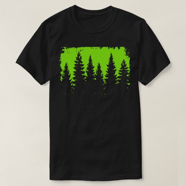 T-shirt Silhouette de la forêt de pins (Design devant)