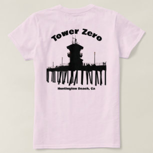 T-shirt Silhouette de la tour zéro - Jetée de Huntington B