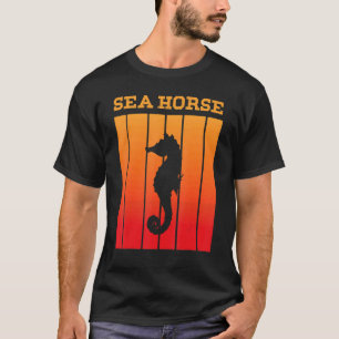 T-shirt Silhouette De L'Ombre De Seahorse Au Coucher Du So