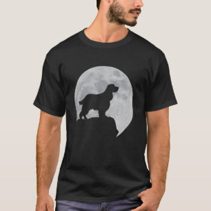 T-shirt Silhouette De Lune Et De Chien Anglais Springer Es