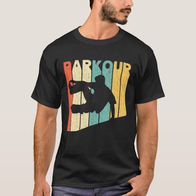 T-shirt Silhouette de Parkour de Style Rétro vintage (Devant)