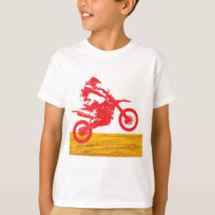 T-shirt Silhouette de pilote de moto cross rouge