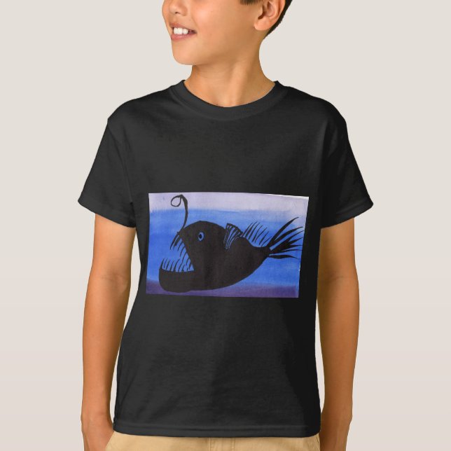 T-shirt Silhouette de poissons de pêcheur à  la ligne (Devant)
