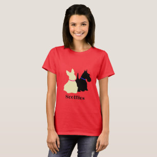 T-shirt Silhouette de Terrier écossais noir assis/debout