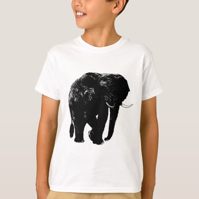 T-shirt Silhouette d'éléphant noir (Devant)