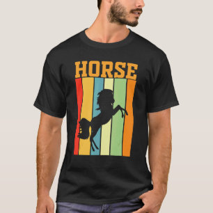 T-shirt Silhouette d'ombre de cheval en couleurs rétro