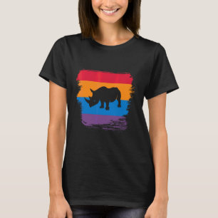 T-shirt Silhouette d'ombre de rhinocéros avec drapeau colo