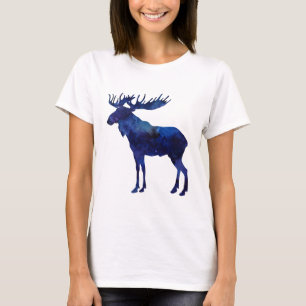 T-shirt Silhouette d'orignal bleu