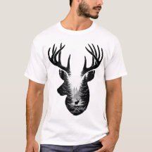 T-Shirt Silhouette Double Exposition Forêt de Cerf