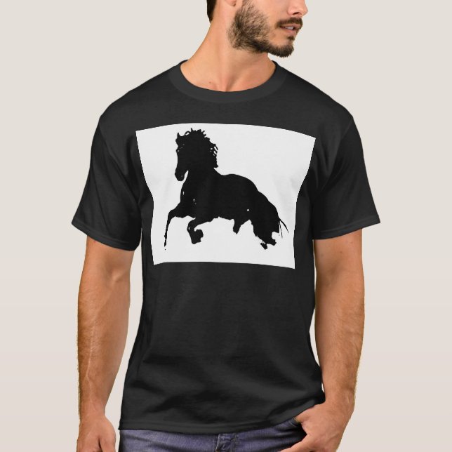 T-shirt Silhouette du cheval blanc noir (Devant)