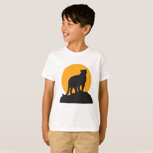 T-shirt Silhouette du coucher de soleil de panthère noire
