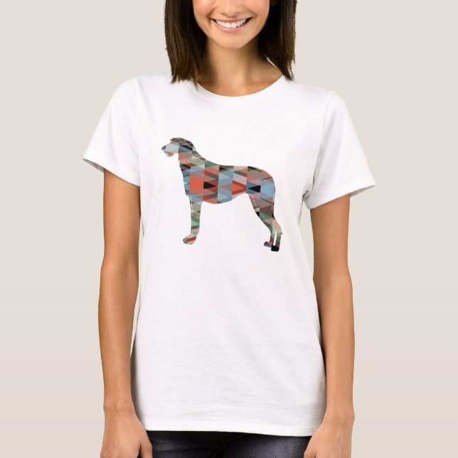T-shirt Silhouette du Motif géométrique écossais Deerhound (Devant)