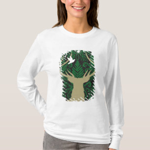 T-shirt Silhouette d'un cerf commun, d'une colombe et