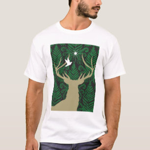 T-shirt Silhouette d'un cerf commun, d'une colombe et