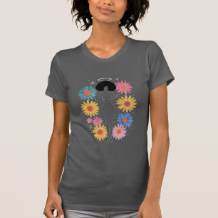 T-shirt Silhouette élégant d'angle noir avec halo
