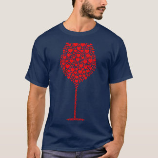T-shirt Silhouette en verre de vin fait de Coeurs