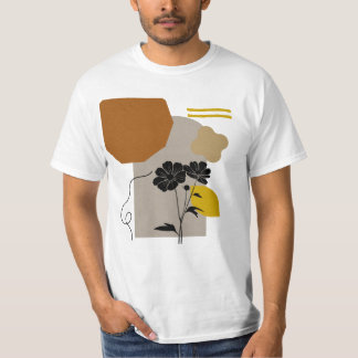 T-shirt Silhouette Florale Abstraite en Beige
