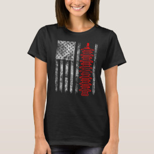 T-shirt Silhouette Lightning Arrester Drapeau Américain Li