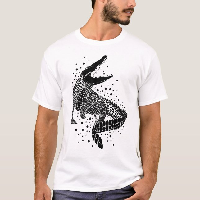 T-shirt Silhouette noire d'un crocodile (Devant)