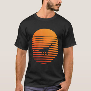 T-shirt Silhouette Ombre Brachiosaurus Devant Un Soleil