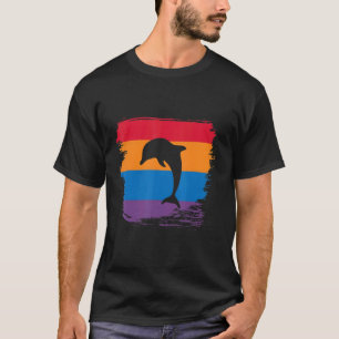 T-shirt Silhouette Ombre Dauphin Avec Drapeau Coloré