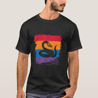 T-shirt Silhouette Ombre Serpent Avec Drapeau Coloré