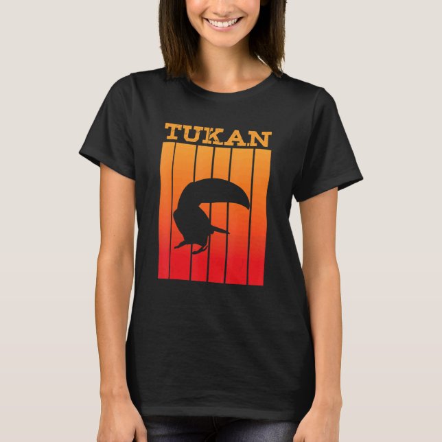 T-shirt Silhouette Ombre Tukan Au Coucher Du Soleil (Devant)