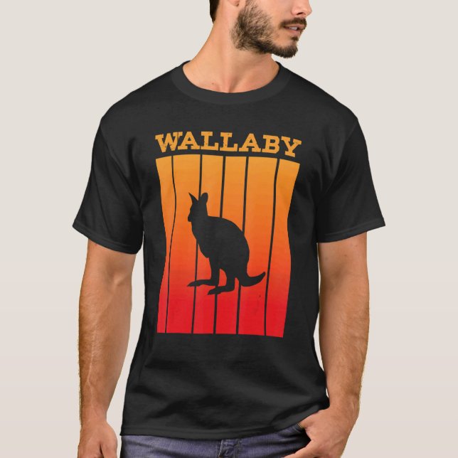 T-shirt Silhouette Ombre Wallabe Au coucher Du Soleil (Devant)