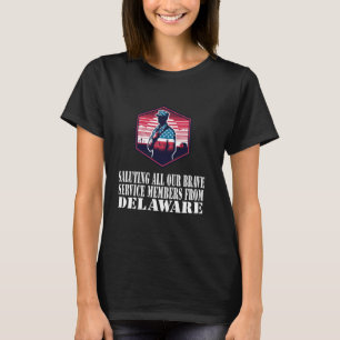 T-shirt Silhouette patriotique du soldat Delaware avec le 
