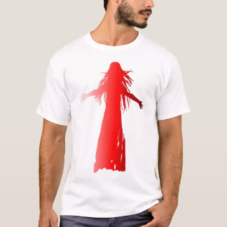 T-shirt Silhouette rouge d'une femme aux cheveux longs