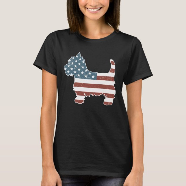 T-shirt Silhouette Westie du chien Westie du patriote Vint (Devant)