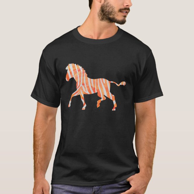 T-shirt Silhouette Zèbre orange et blanc (Devant)