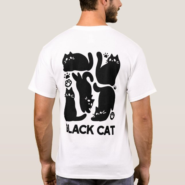 T-shirt Silhouettes de chat noir - Design Feline mignon (Dos)