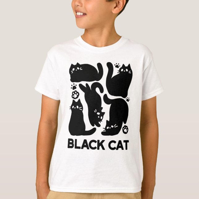 T-shirt Silhouettes de chat noir - Design Feline mignon (Devant)