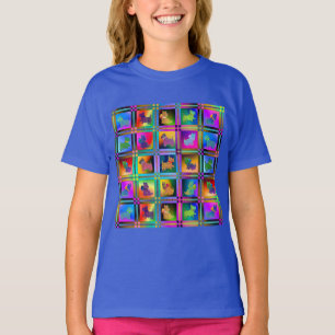 T-shirt Silhouettes de chien Création de Motif de grille c