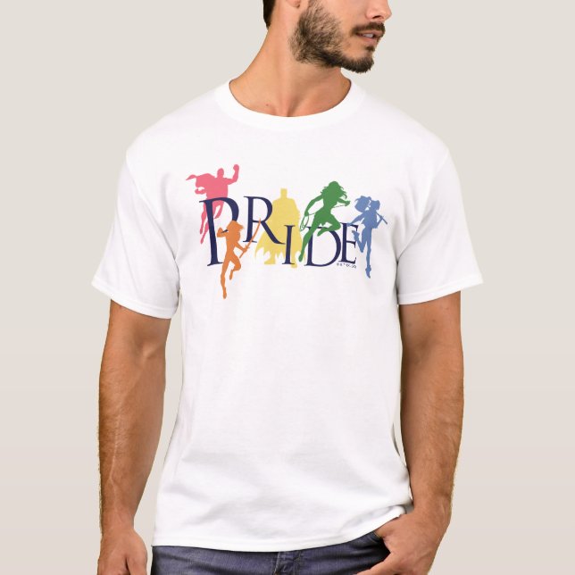 T-shirt Silhouettes de personnage de la Ligue de la Justic (Devant)