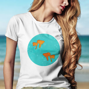 T-shirt Silhouettes de poissons rouges orange dans de l'ea