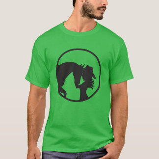 T-shirt Silhoutte d'une fille embrassant un dressage de ch