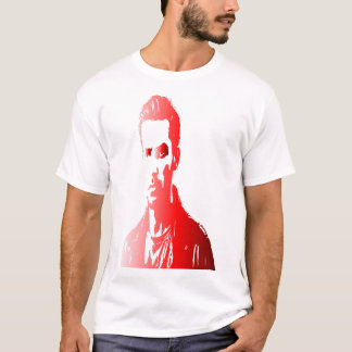 T-shirt Silhuette rouge un homme à l'expression sérieuse
