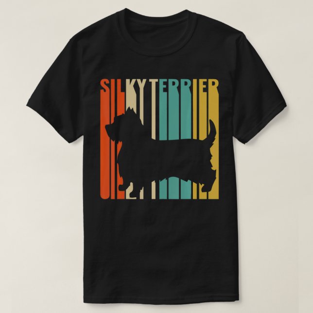 T-shirt Silky Terrier Retro 1970 Chien Silhouette Silky Te (Design devant)