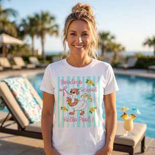 T-Shirt Silly Goose Hello Fête Piscine Rayures
