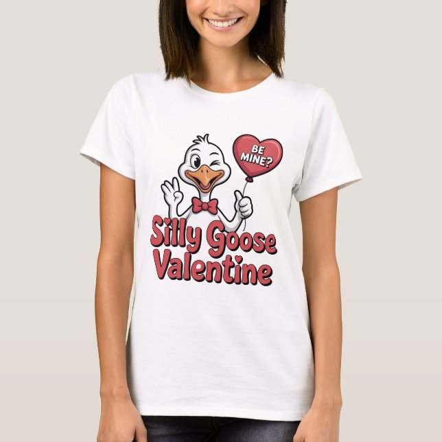 T-shirt Silly Goose Valentine Shirt - Cute Winking Goose H (Devant)