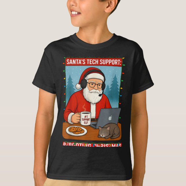 T-shirt Silly Santa Rebooting s Support Tech (Devant)
